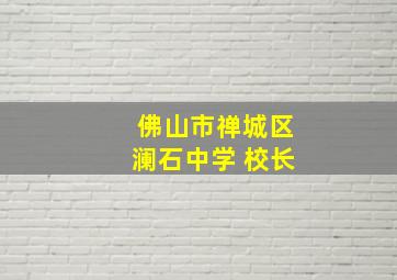 佛山市禅城区澜石中学 校长